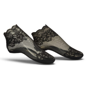 Black Floral Pattern Detail Ankle Socks