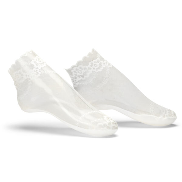 White Floral Pattern Detail Ankle Socks