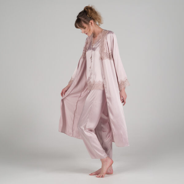 PERiN Satin & Lace Nightwear Lingerie - 6 Piece Set - Dusty Rose