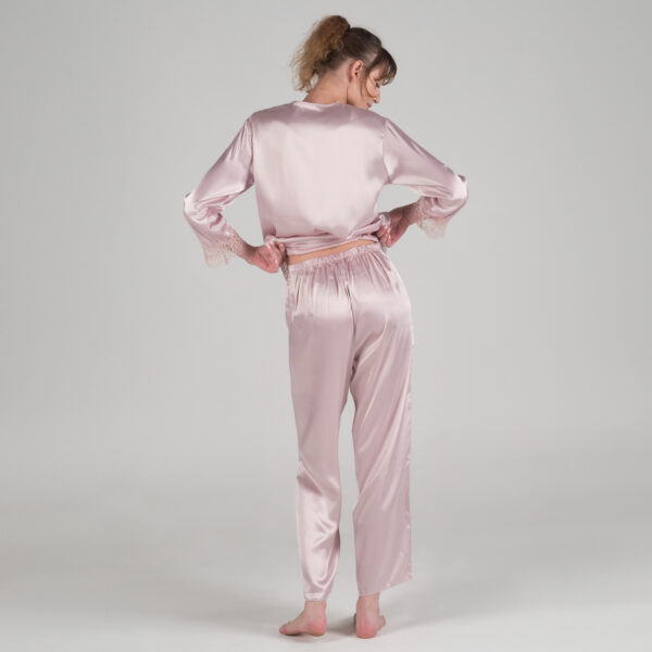 PERiN Satin & Lace Nightwear Lingerie - 6 Piece Set - Dusty Rose